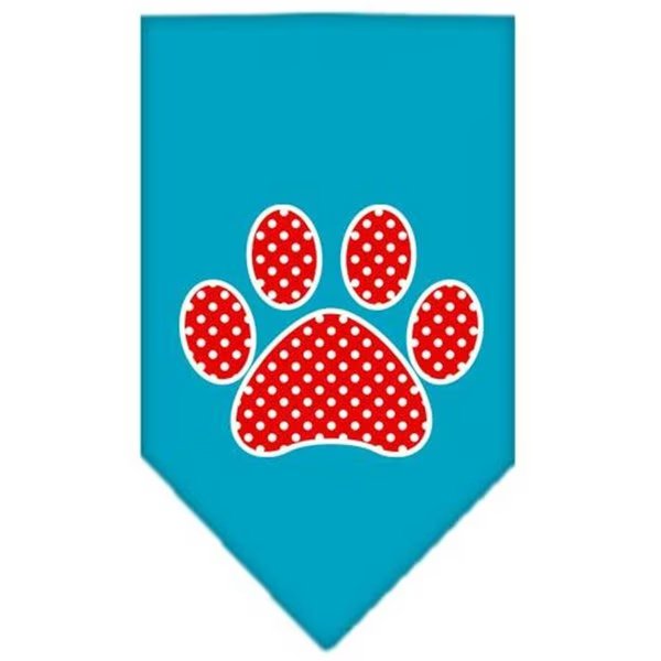 Red Swiss Dot Paw Screen Print Bandana Turquoise Large, Unconditional Love, Mfr#: UN851587